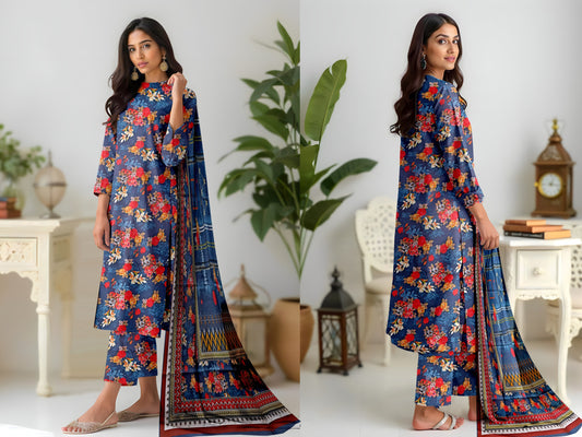 3-piece stitched outfit in a vibrant floral design 🌸