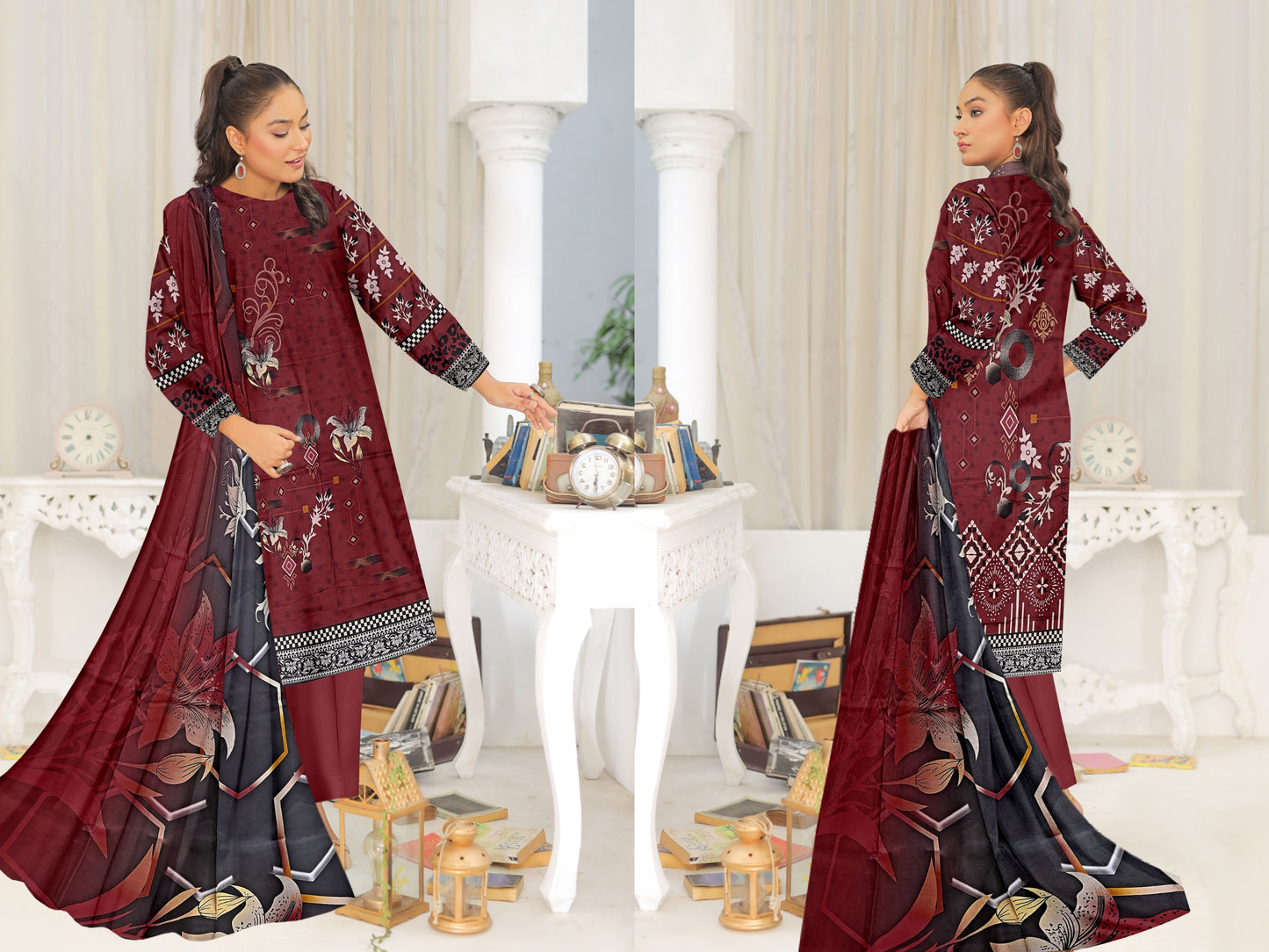 Maroon Linen 3-Piece Suit