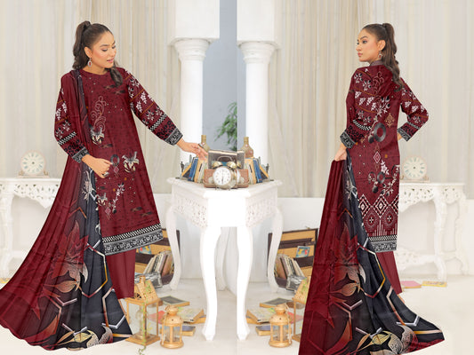 Maroon Linen 3-Piece Suit